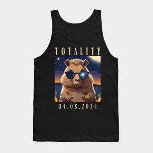 2024 Total Solar Sun April 8 Eclipse Watching Capybara Tank Top